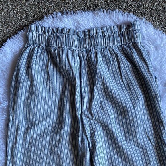 American Eagle Pants Linen Cotton Blend Stripes Drawstring Waist New Size Medium - Picture 4 of 10
